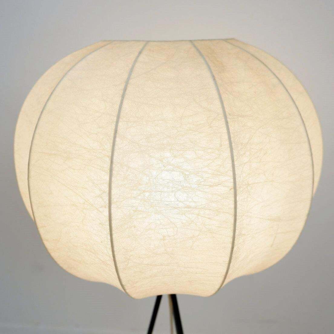 Vintage Cocoon Tripod Floor Lamp With Brass Accents, 1960s photo for sale