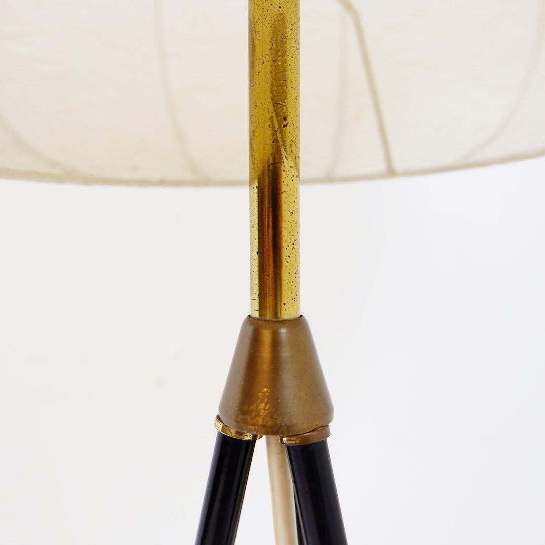 photo furniture Vintage Cocoon Tripod Floor Lamp With Brass Accents, 1960s
