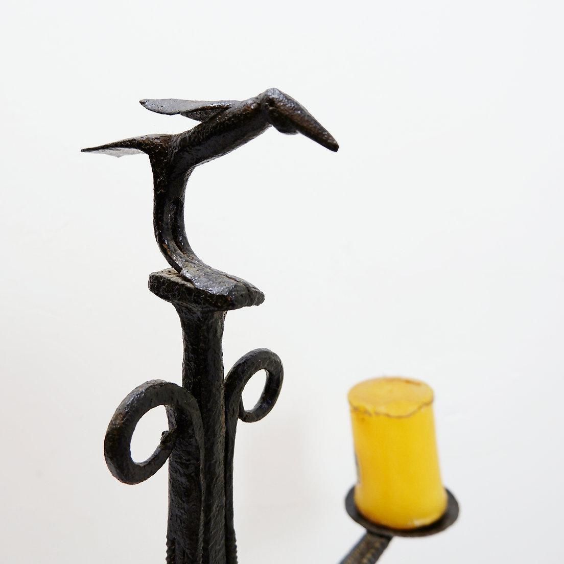 Home Decor Wrought Iron Candle Holder In The "Atelier De Marolles" Style   France 20th photo