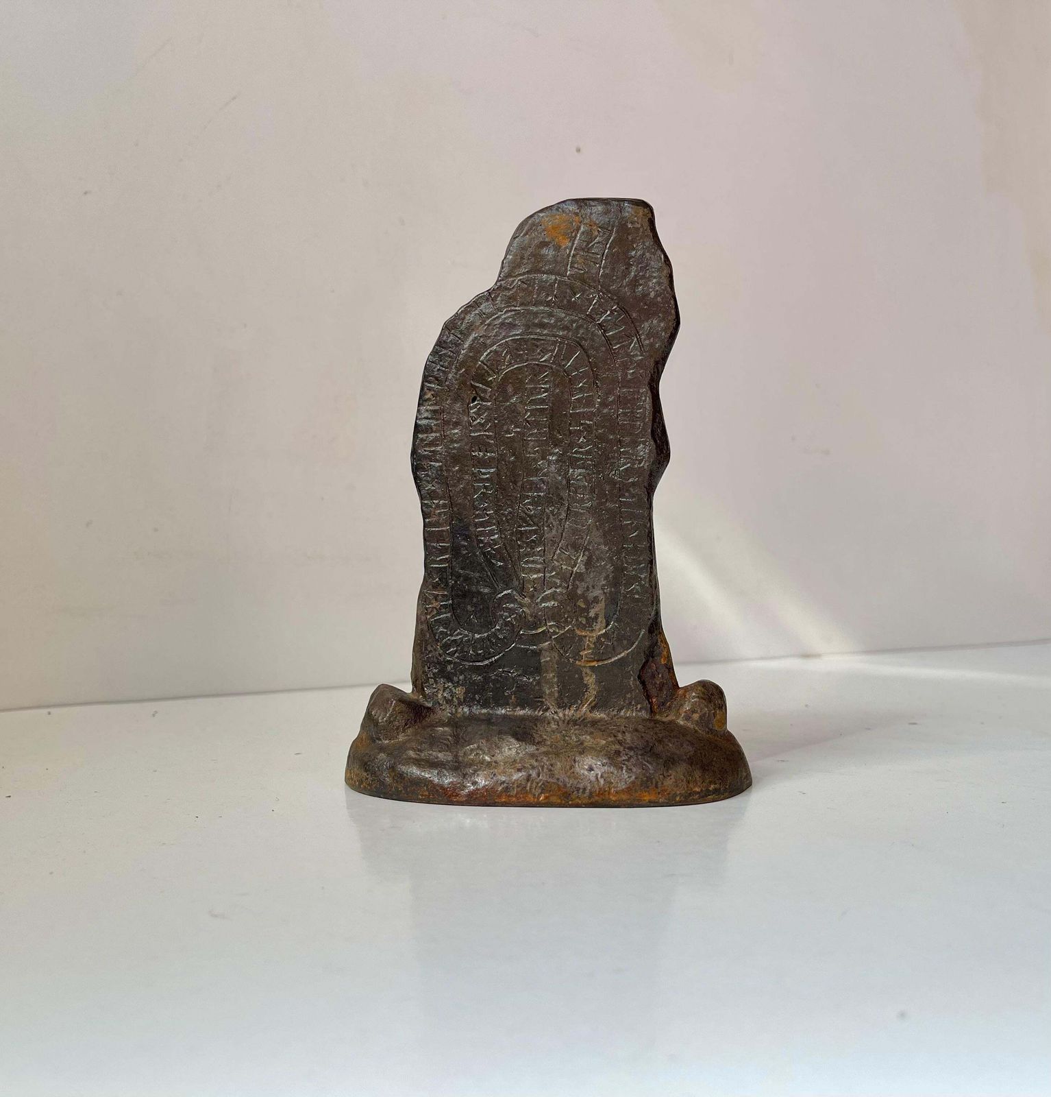 Antique Runestone Desk Ornament   Paperweight In Cast Iron, 1894 photo furniture