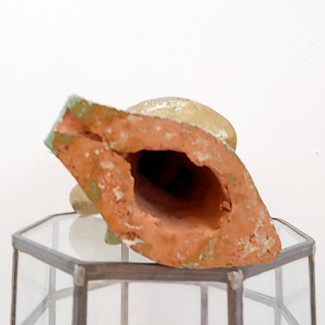 photo vinterior Gilded Terracotta Woman's Head Sculpture, 21st Century Tribal Art