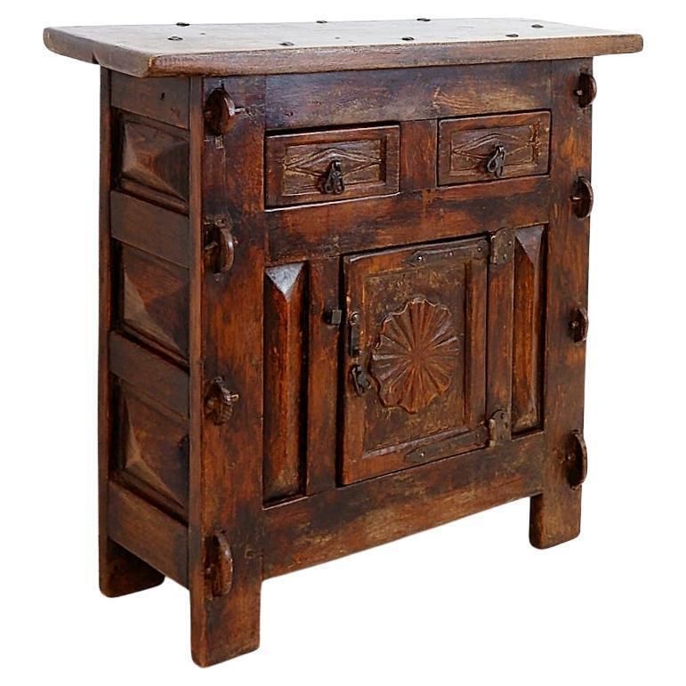 Spanish Rustic Buffet, Wood And Iron, 20th Century, 2 Drawers, Spain