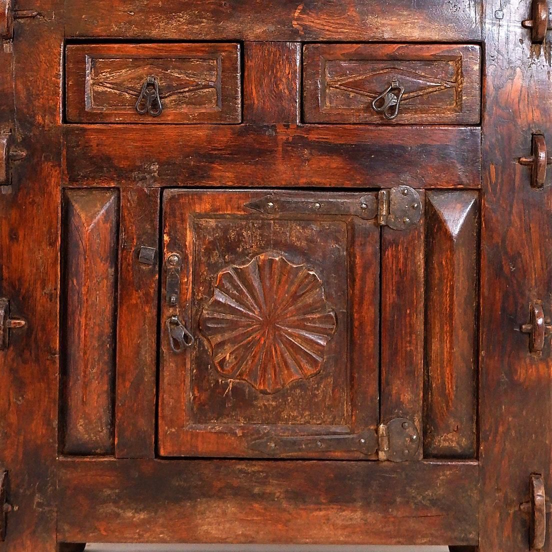Spanish Rustic Buffet, Wood And Iron, 20th Century, 2 Drawers, Spain photo vintage