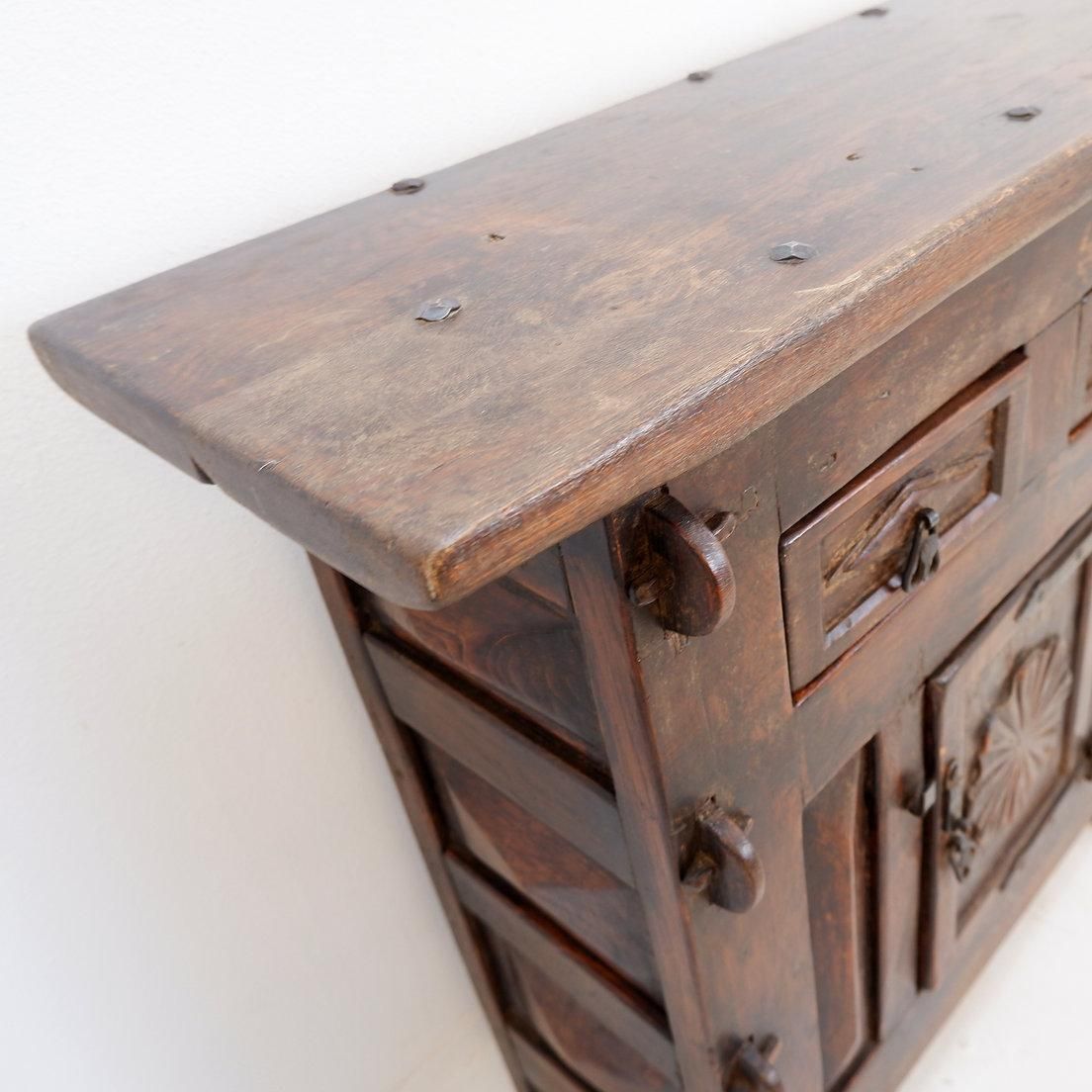 photo furniture Spanish Rustic Buffet, Wood And Iron, 20th Century, 2 Drawers, Spain
