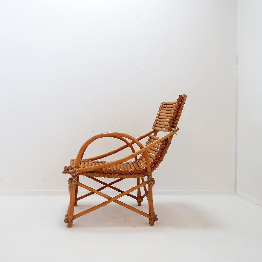 Vintage Bamboo Armchair, Mid Century Modern Wabi Sabi Design photo furniture