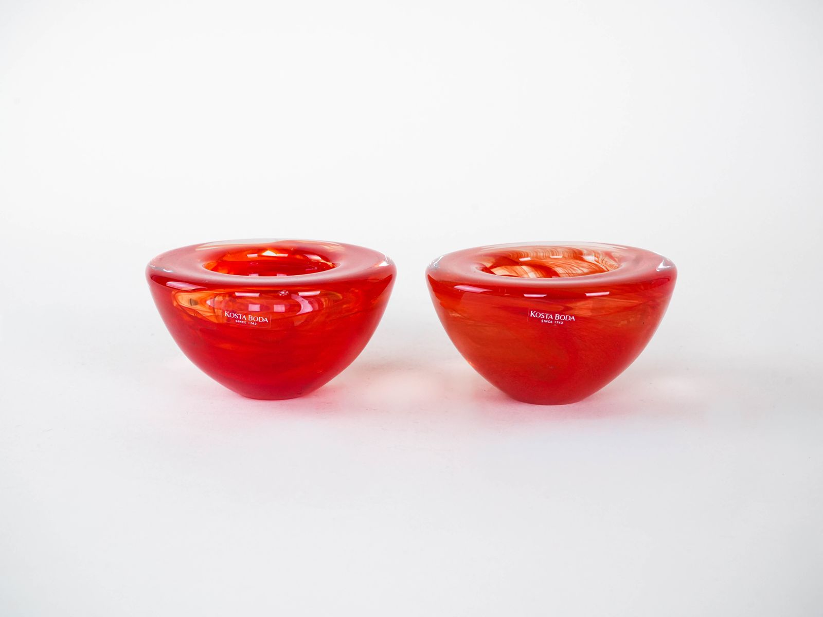Set Of Glass Candleholders, Swedish Design, 1970s, Manufactured By Kosta Boda photo for sale