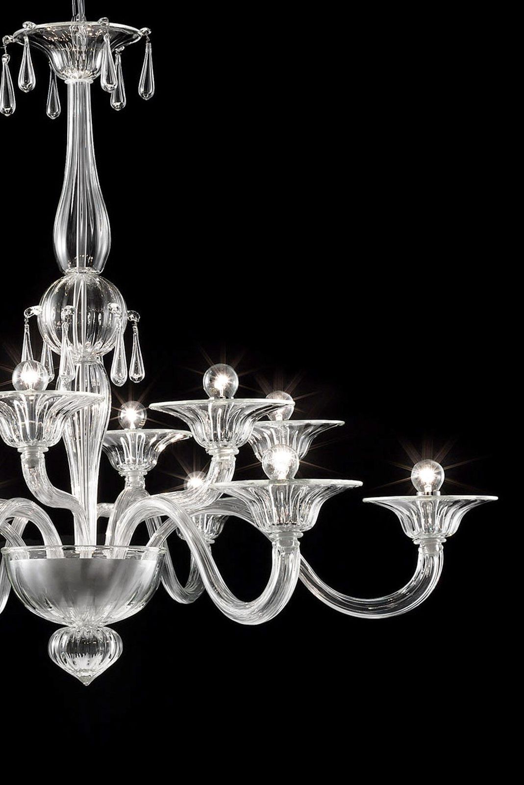 Elegant Transparent Venetian Murano Glass Chandelier photo furniture