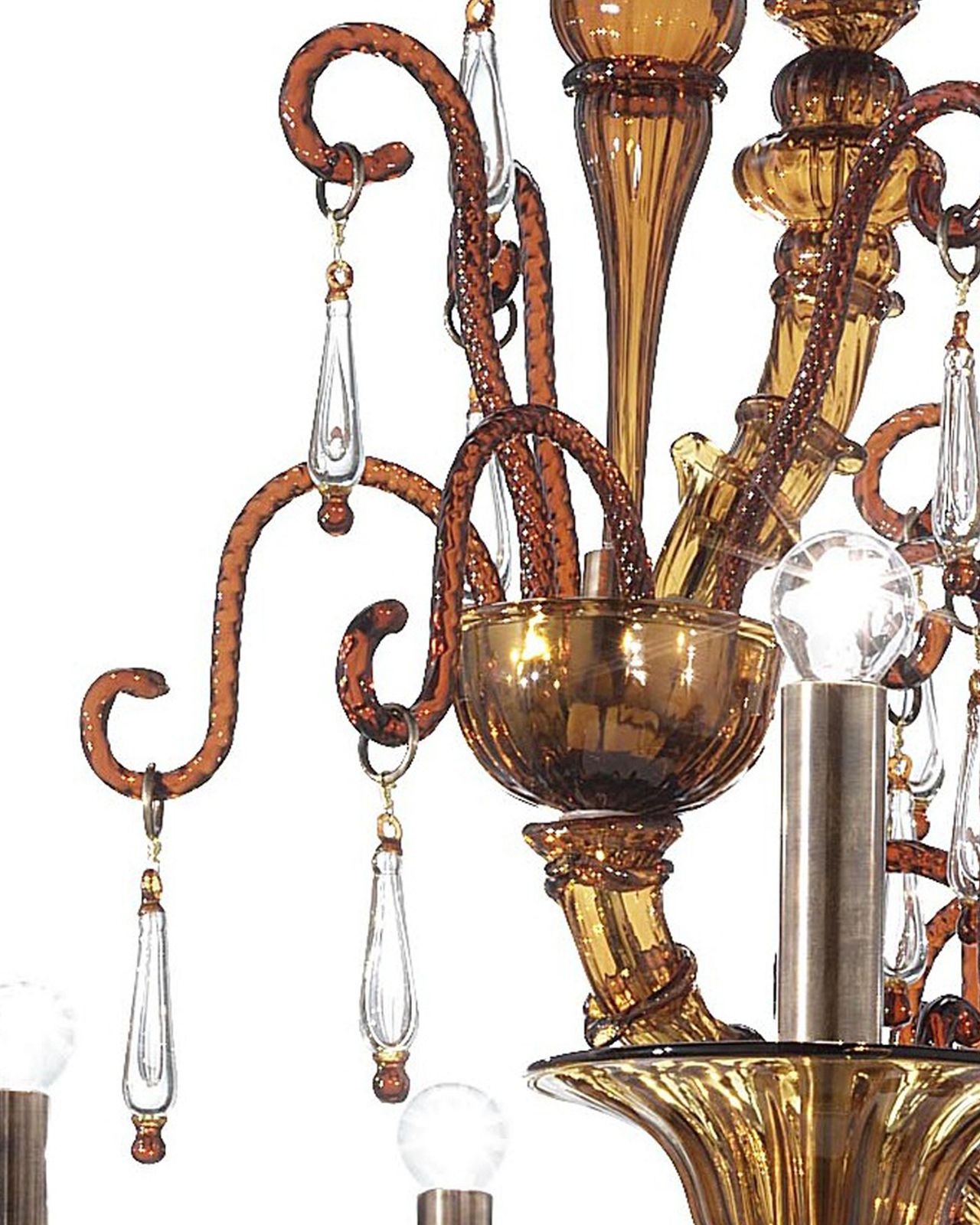 Imperial Venetian Modern Brown "Ca' Rezzonico" With Curls Murano Glass Chandelier photo for sale
