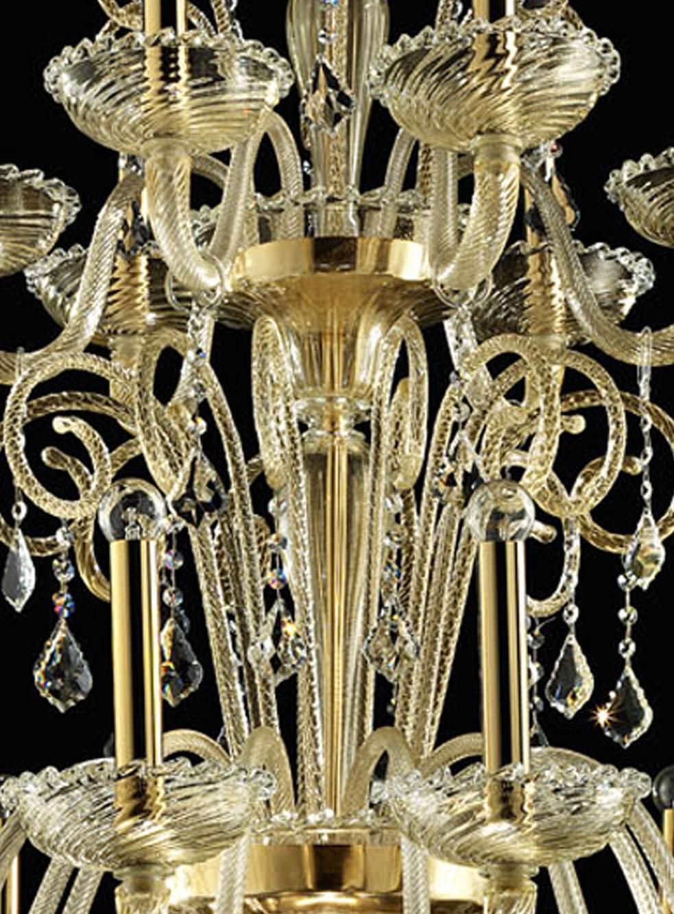 Imperial Gold "Curls" Murano Glass Venetian Chandelier photo furniture