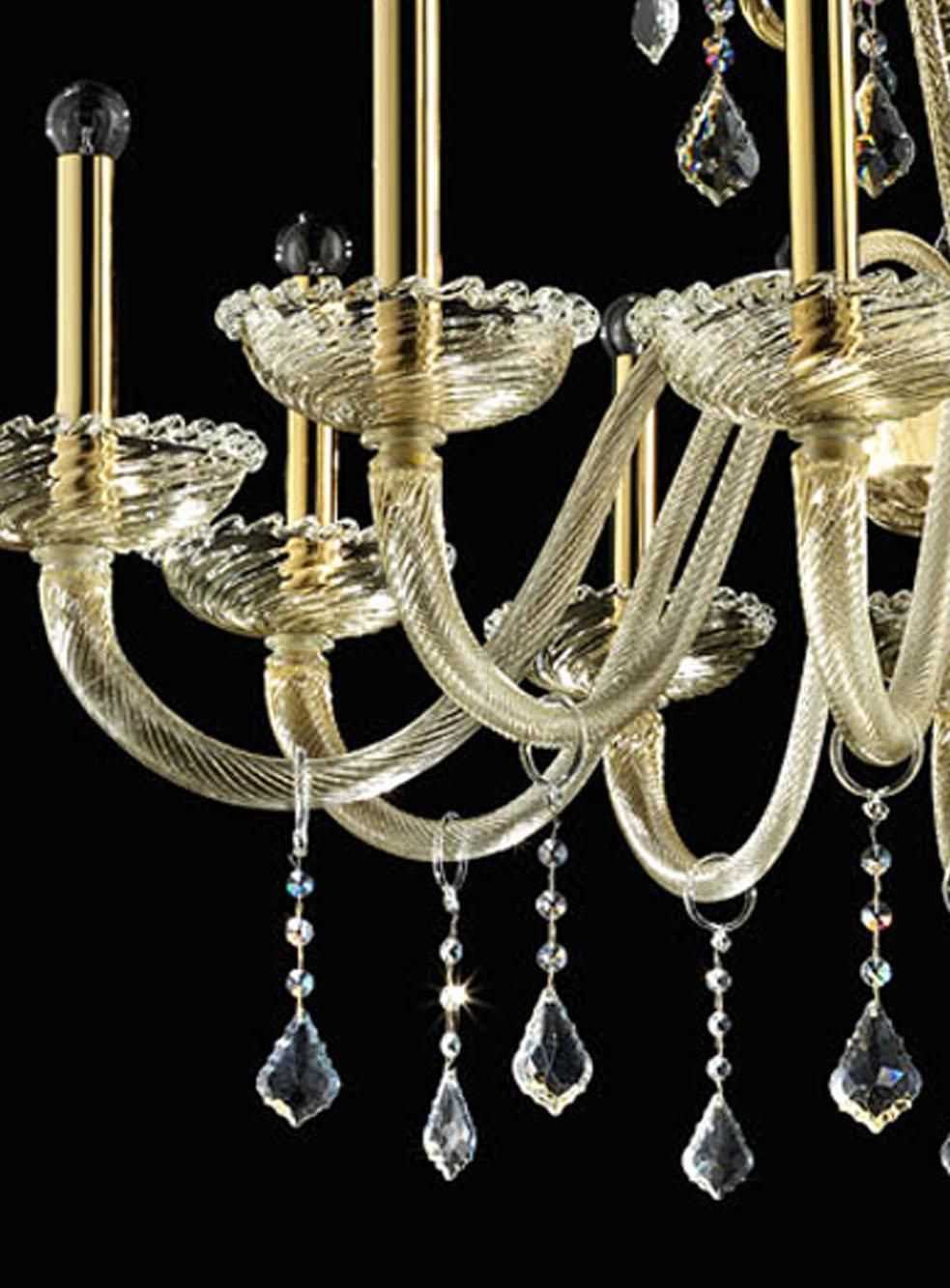 Imperial Gold "Curls" Murano Glass Venetian Chandelier photo Lighting