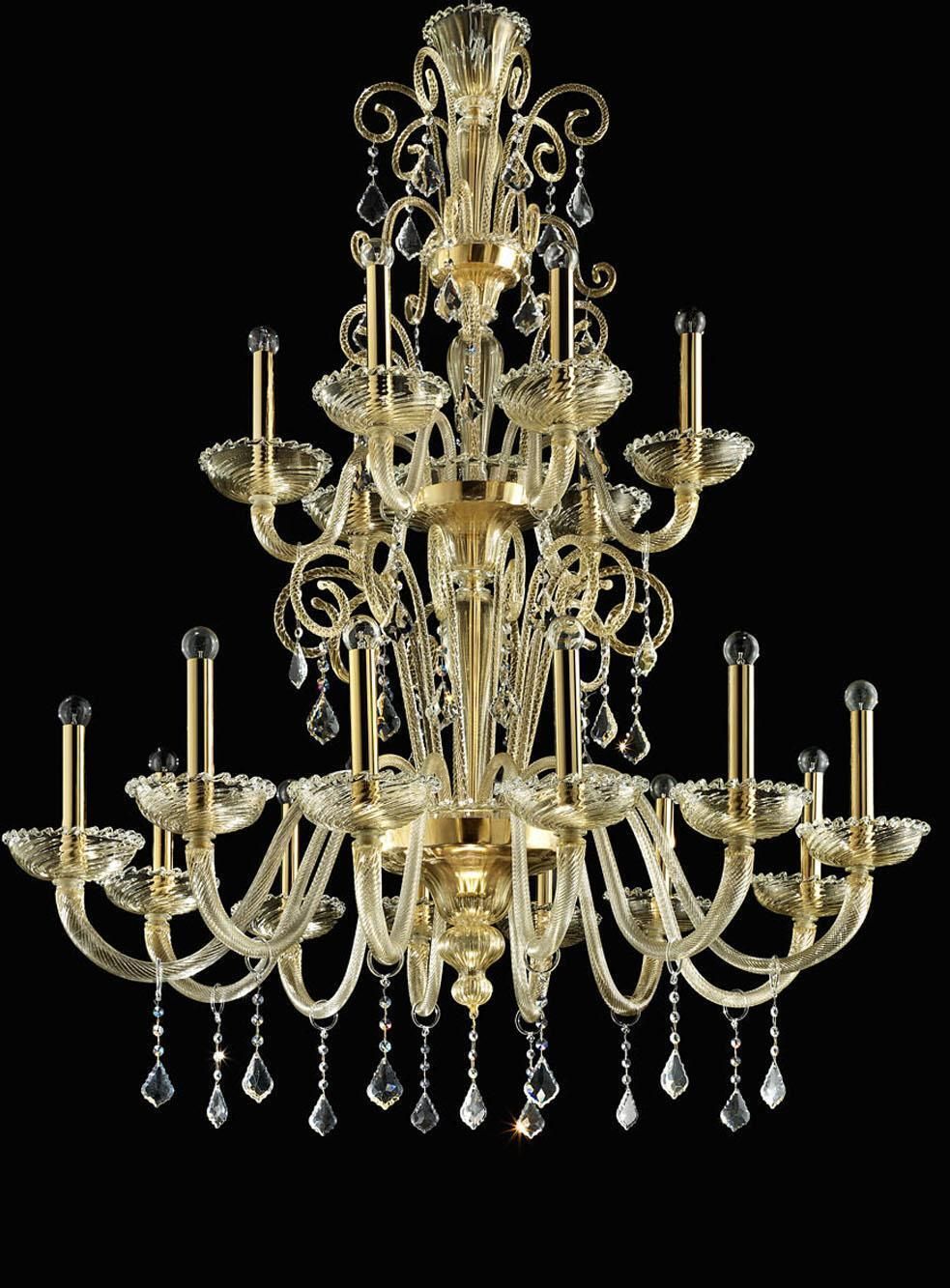 Imperial Gold "Curls" Murano Glass Venetian Chandelier photo vintage