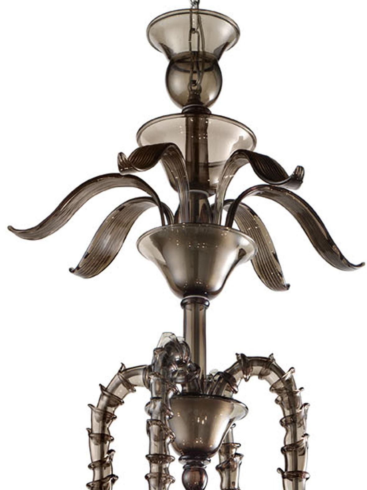Stunning Modern Smoked Fumè “Ca’ Rezzonico” Murano Glass Chandelier . photo furniture