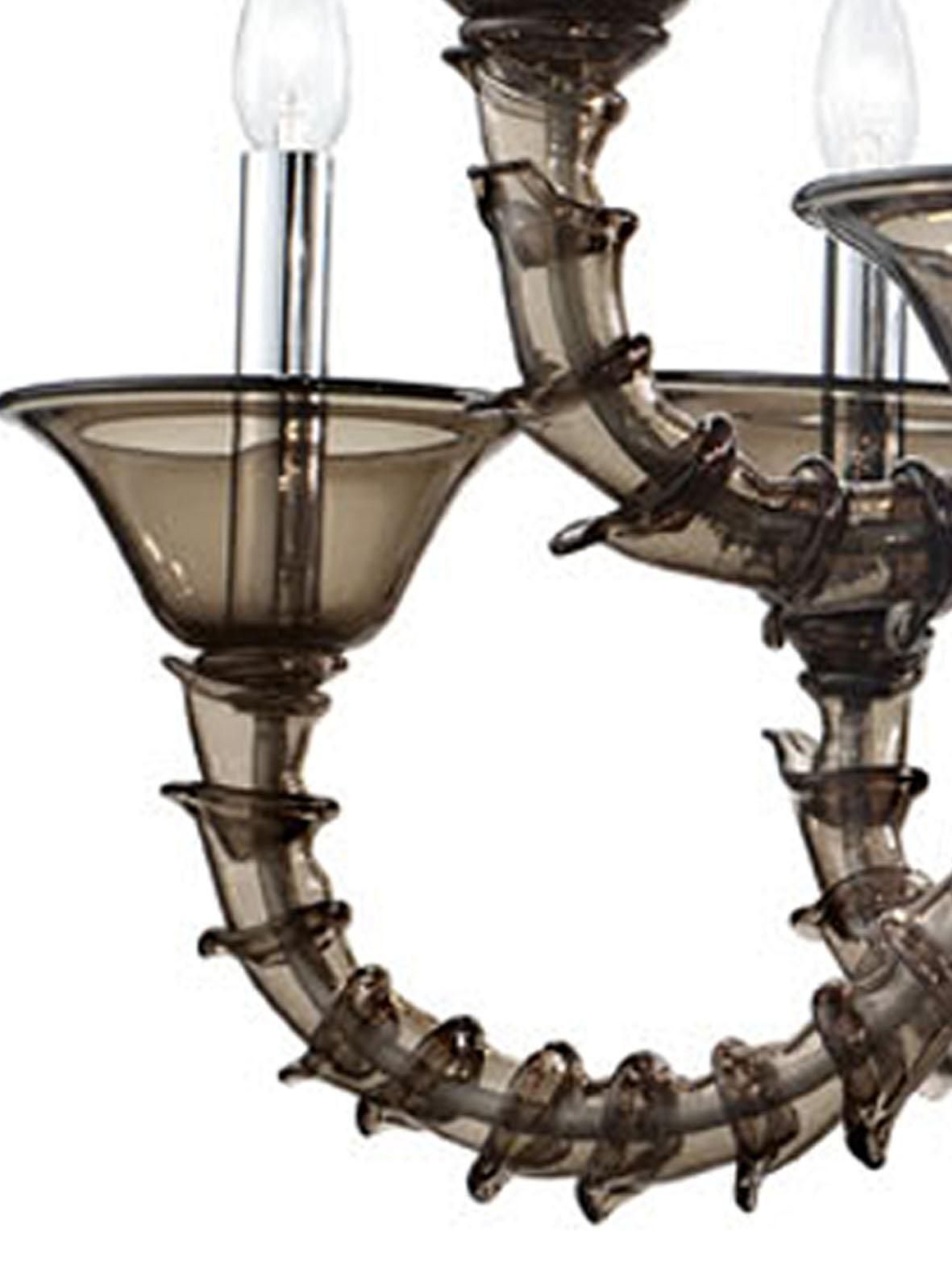 Stunning Modern Smoked Fumè “Ca’ Rezzonico” Murano Glass Chandelier . photo for sale