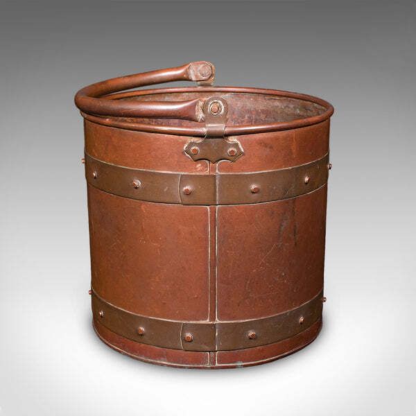 Antique Waste Paper Basket, English, Copper, Study, Office, Cornish, Edwardian photo for sale