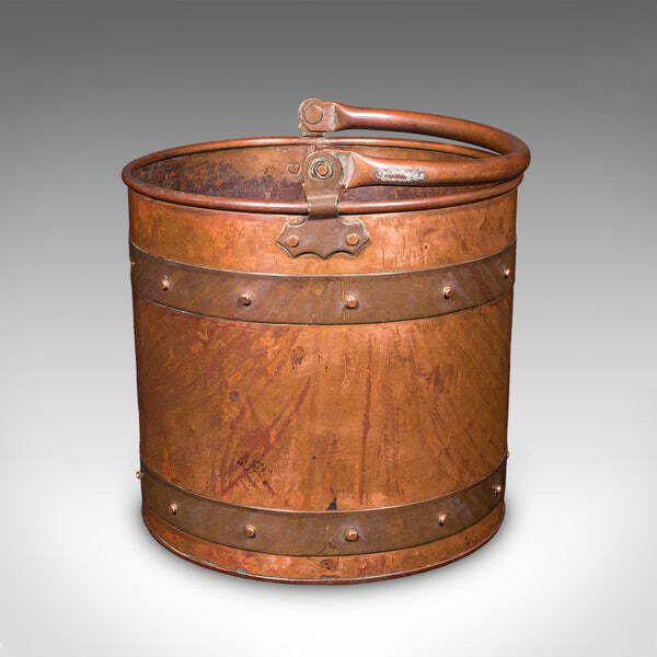 Antique Waste Paper Basket, English, Copper, Study, Office, Cornish, Edwardian photo 607.0