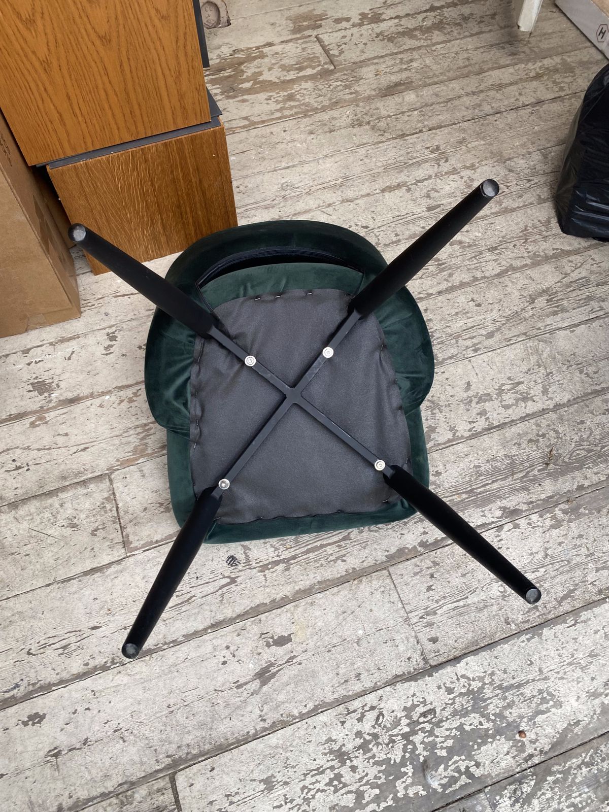 photo buy 4x Teal Blue Velvet Kitchen Dining Modern Chair With Metal Legs Rrp 600