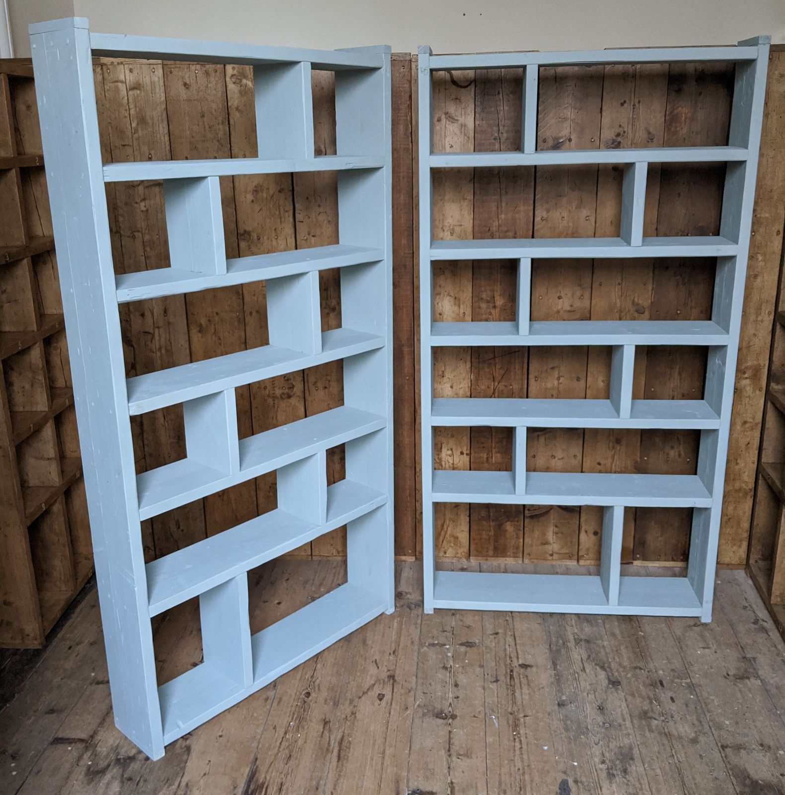 Made To Measure Reclaimed Wood Bookcases & Tall Units Solid Heavy Duty Worn Old Character Painted photo for sale