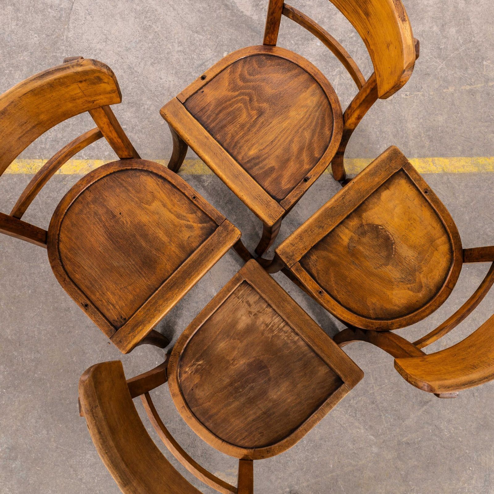 1950’s French Single Bar Back Farmhouse Dining Chairs – Set Of Four photo for sale