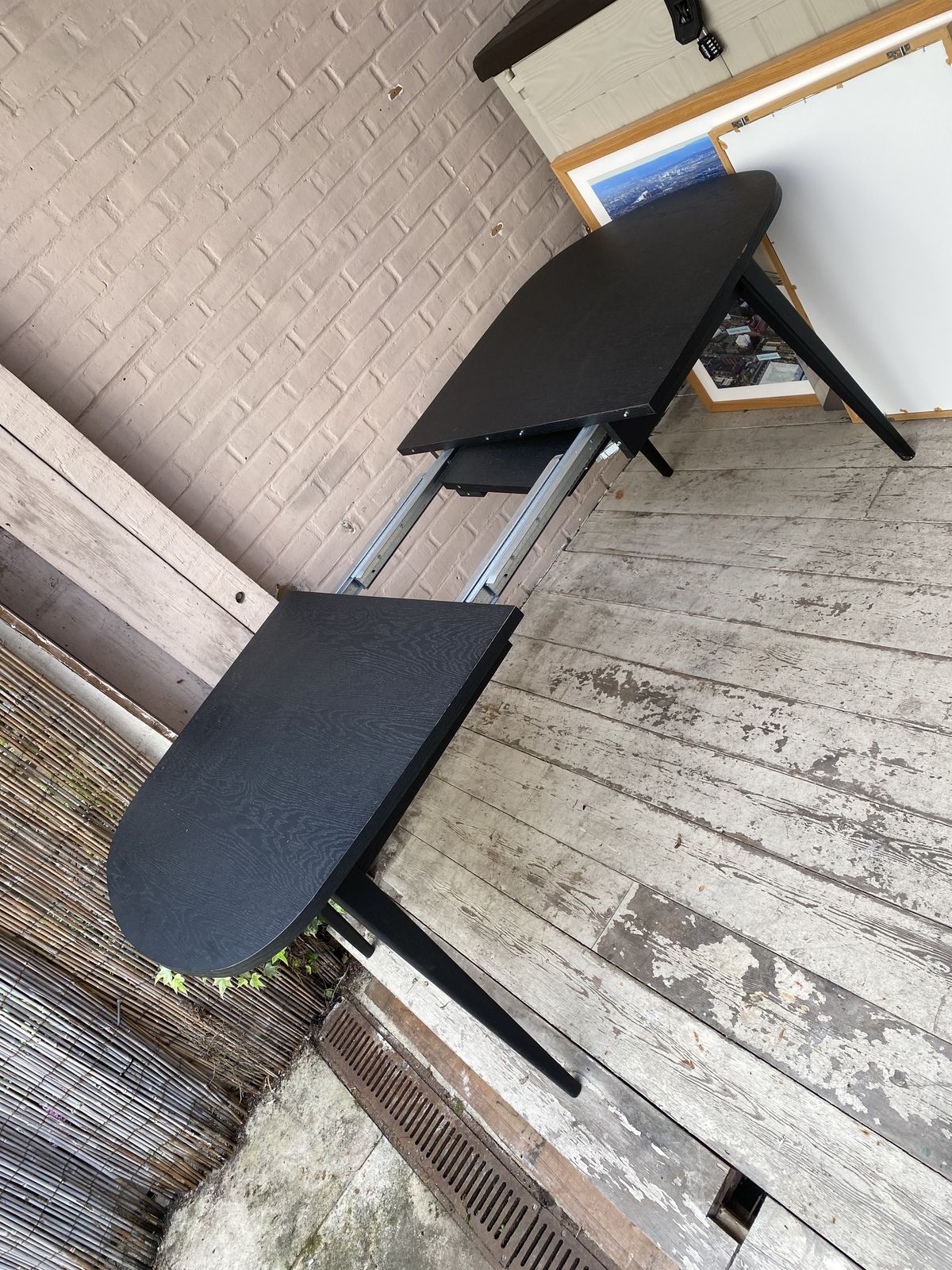 Modern Black Ash Extendable Dining Table Seats 6 8 Sleek Oval Design Rpp £550 photo 360.0