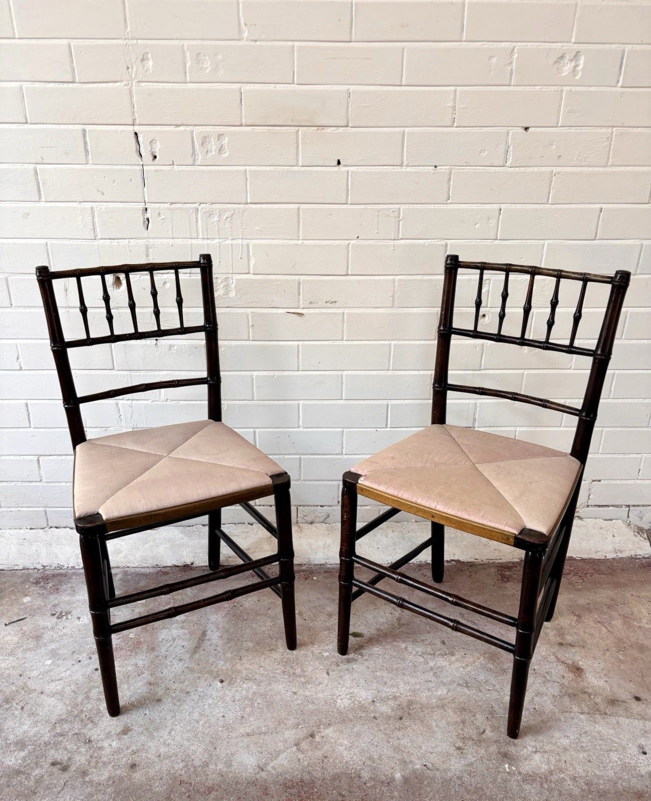 A Good Pair Of Very Attractive Faux Bamboo Chairs.