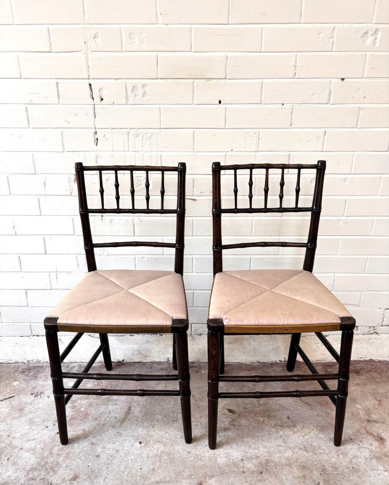 A Good Pair Of Very Attractive Faux Bamboo Chairs. photo furniture