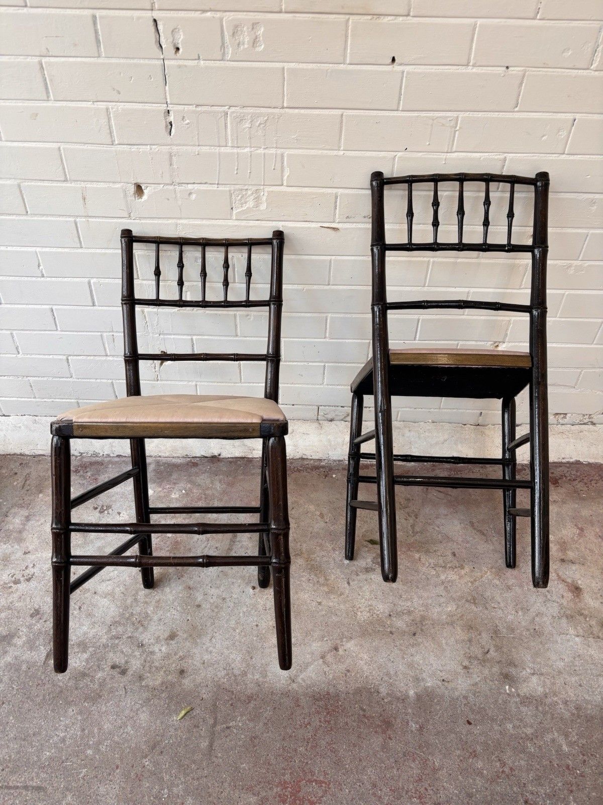 A Good Pair Of Very Attractive Faux Bamboo Chairs. photo for sale