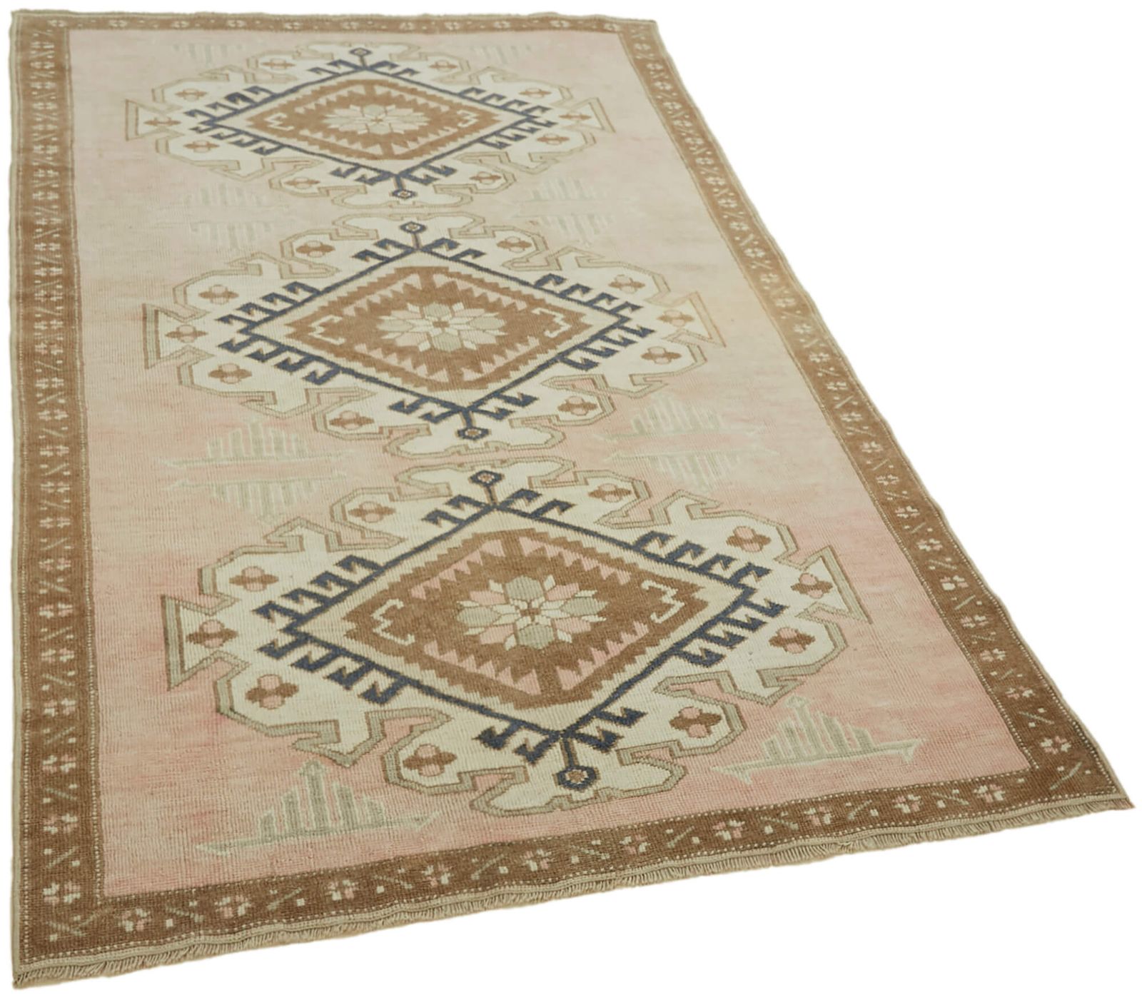 Handmade Vintage Beige Anatolian Rug 124 Cm X 188 Cm photo furniture