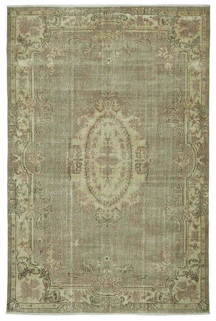 Handgemaakte beige Turkse vintage vloerkleed 326 cm x 214 cm