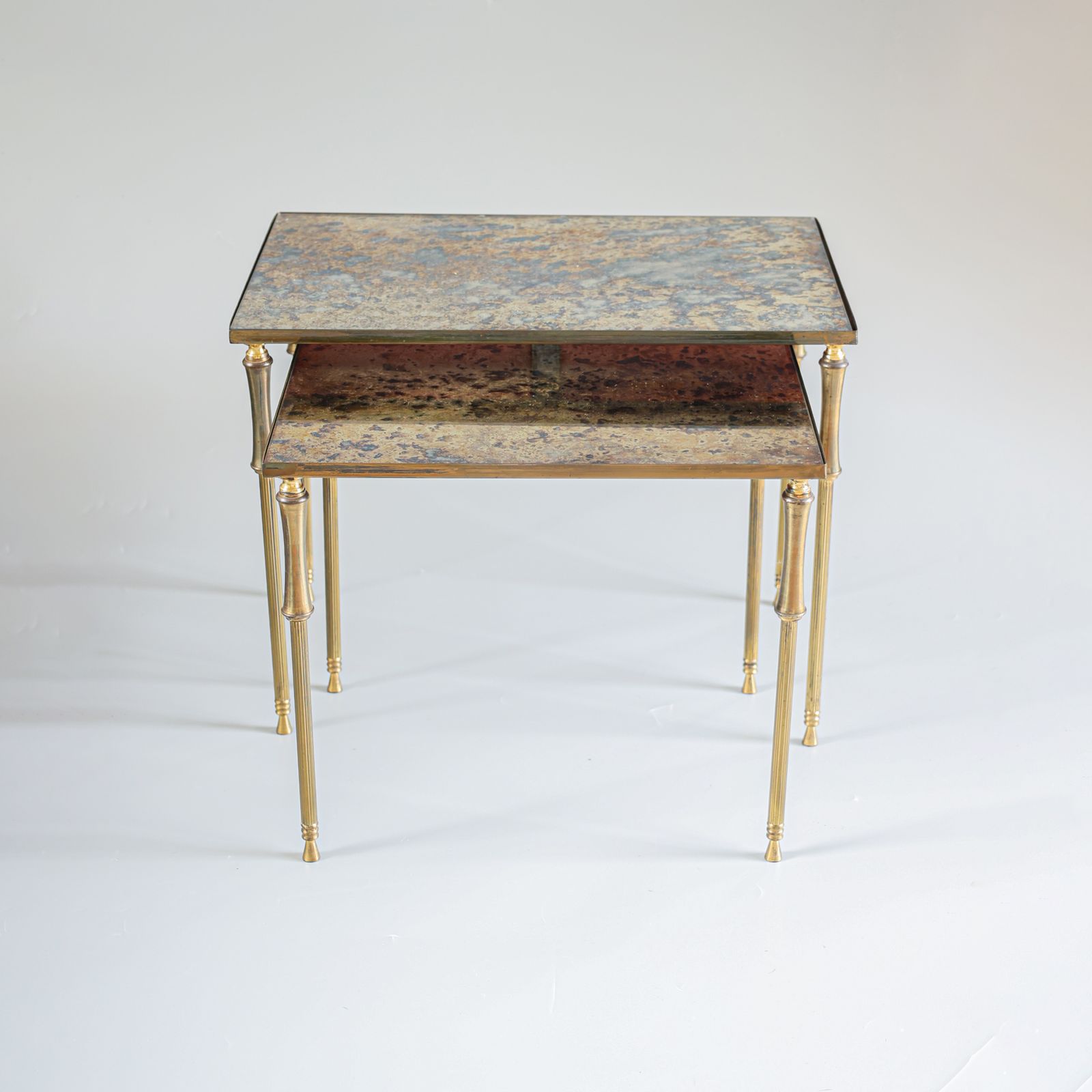 Eglomise Glass Nesting Tables In Neoclassical Style, Belgium, 1960s. photo Furniture