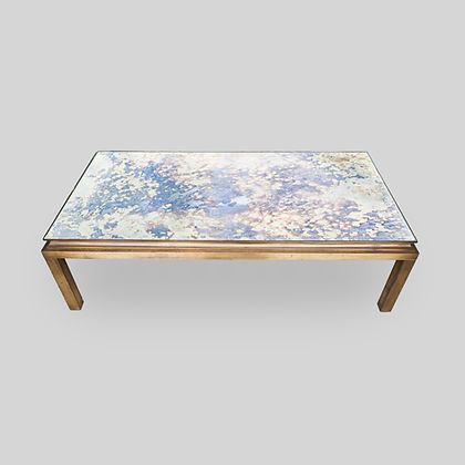 Vintage French Eglomise Glass Coffee Table, 1960s photo furniture