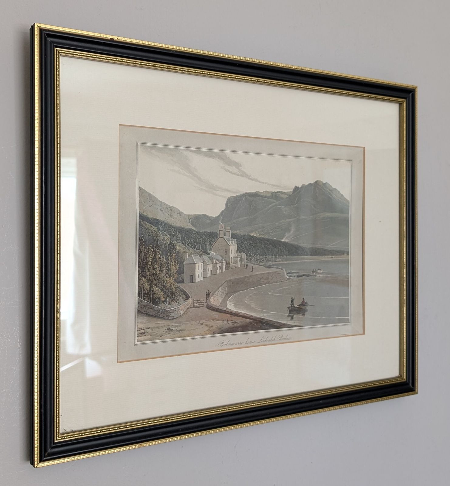 Antique William Daniell Hand Coloured Aquatint Framed Balmacarro House Rosshire photo furniture