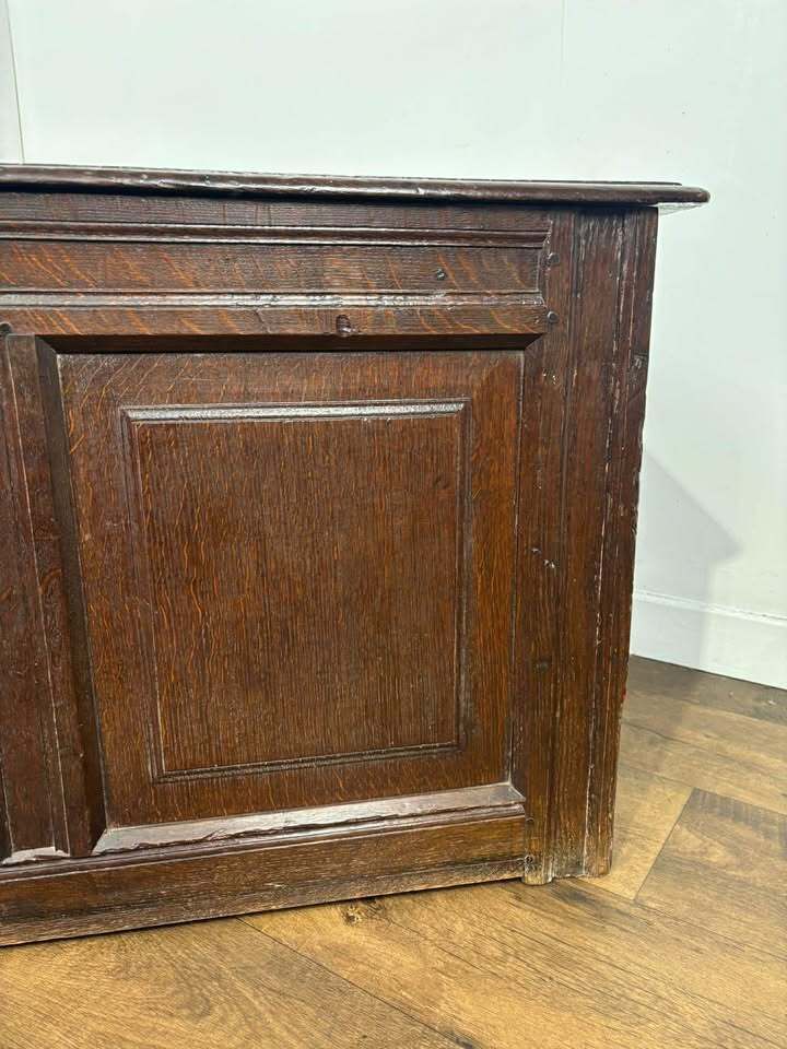 Georgian Oak Three Panel Coffer With Initials ‘Mh’ photo furniture