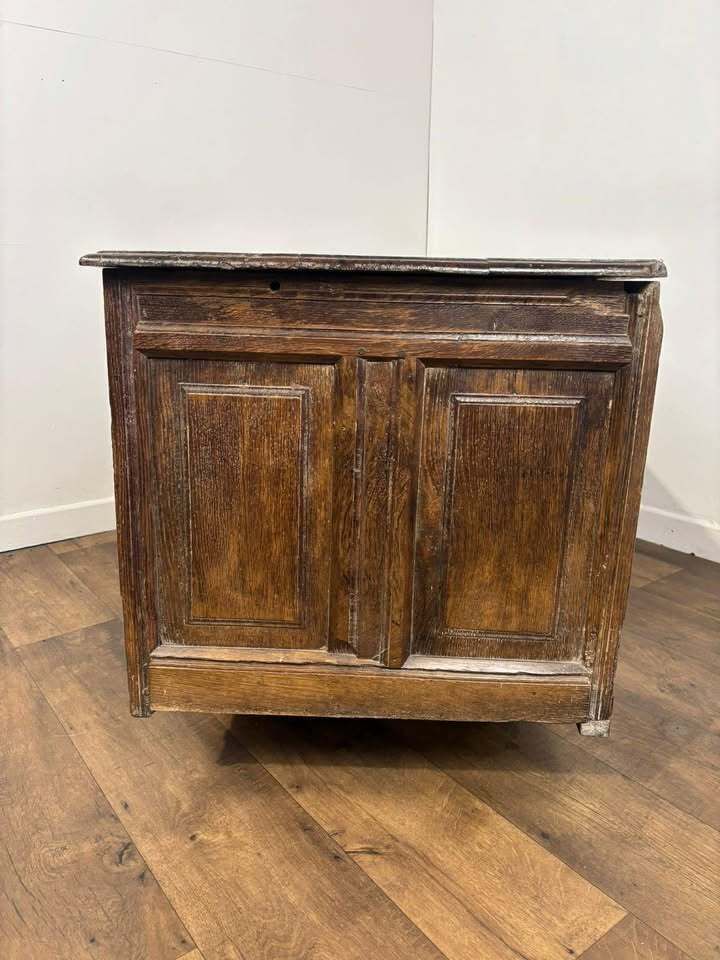 photo buy Georgian Oak Three Panel Coffer With Initials ‘Mh’