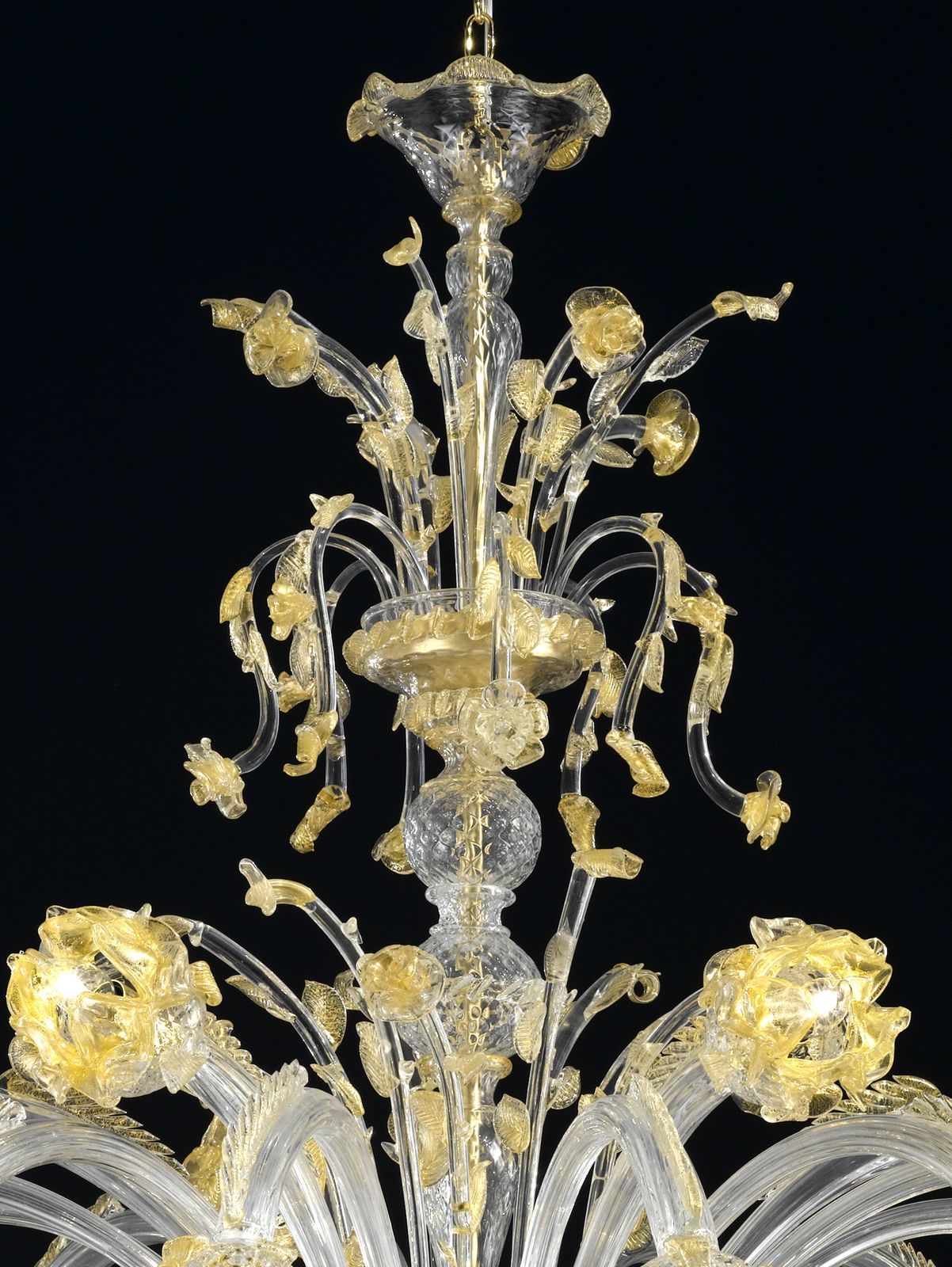 Huge Luxury Italian Chandelier With Flowers And Leaves Murano Glass photo vinterior