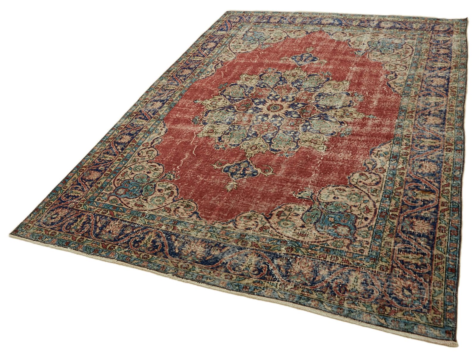 7x10 Beige Turkse Vintage Vloerkleed photo for sale