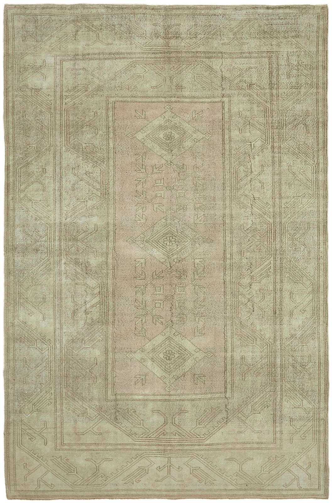 Tapis vintage grand format beige, 8x12