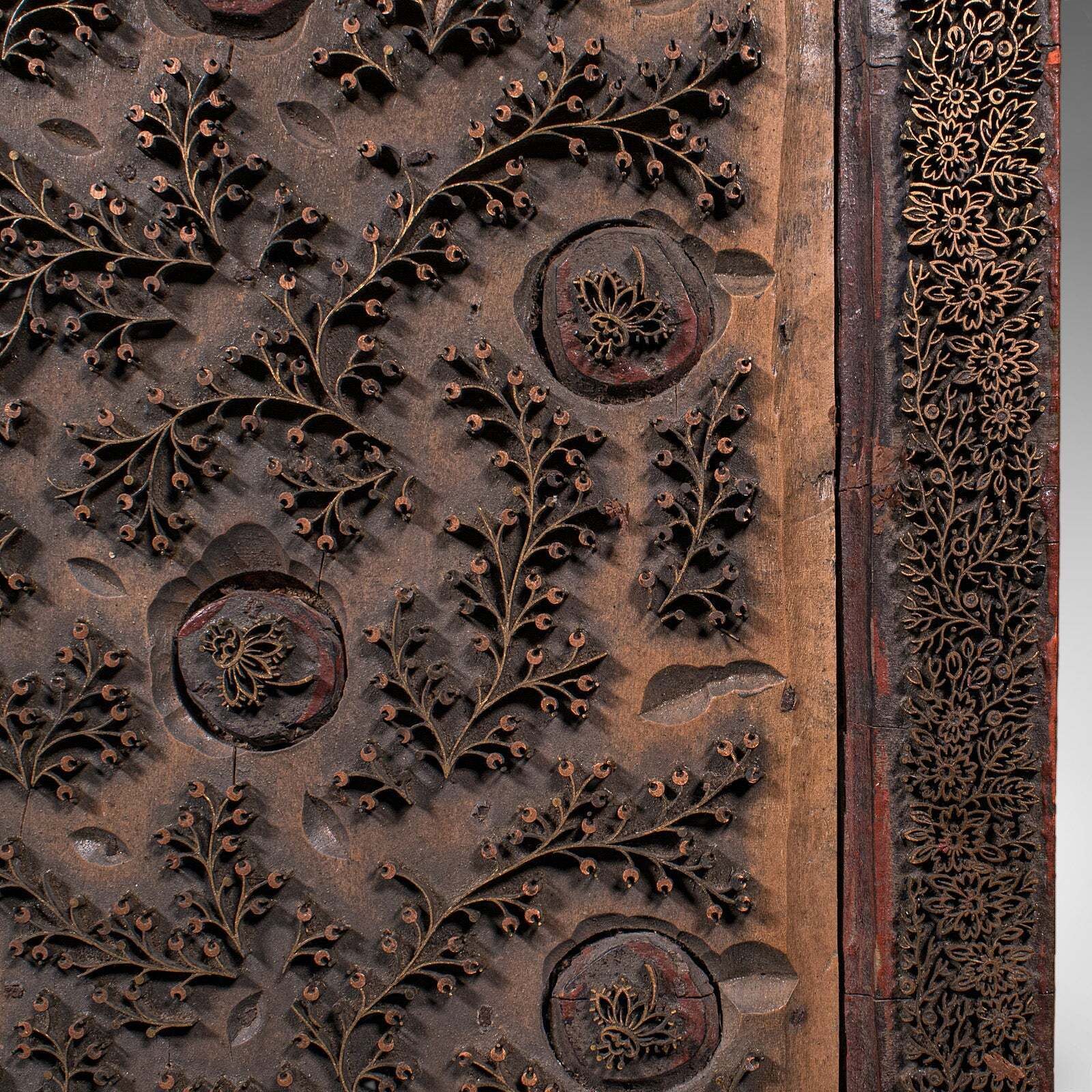 Antique Wallpaper Printing Block, English, Carved Brass, Print Stamp, Victorian photo vintage