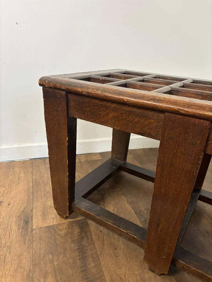 Edwardian Oak Luggage Stand photo vintage
