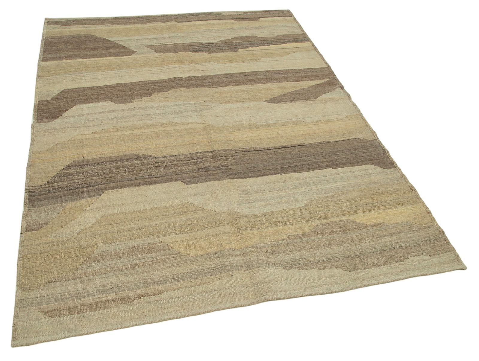5x6 Beige Hedendaags Kilim Vloerkleed photo furniture