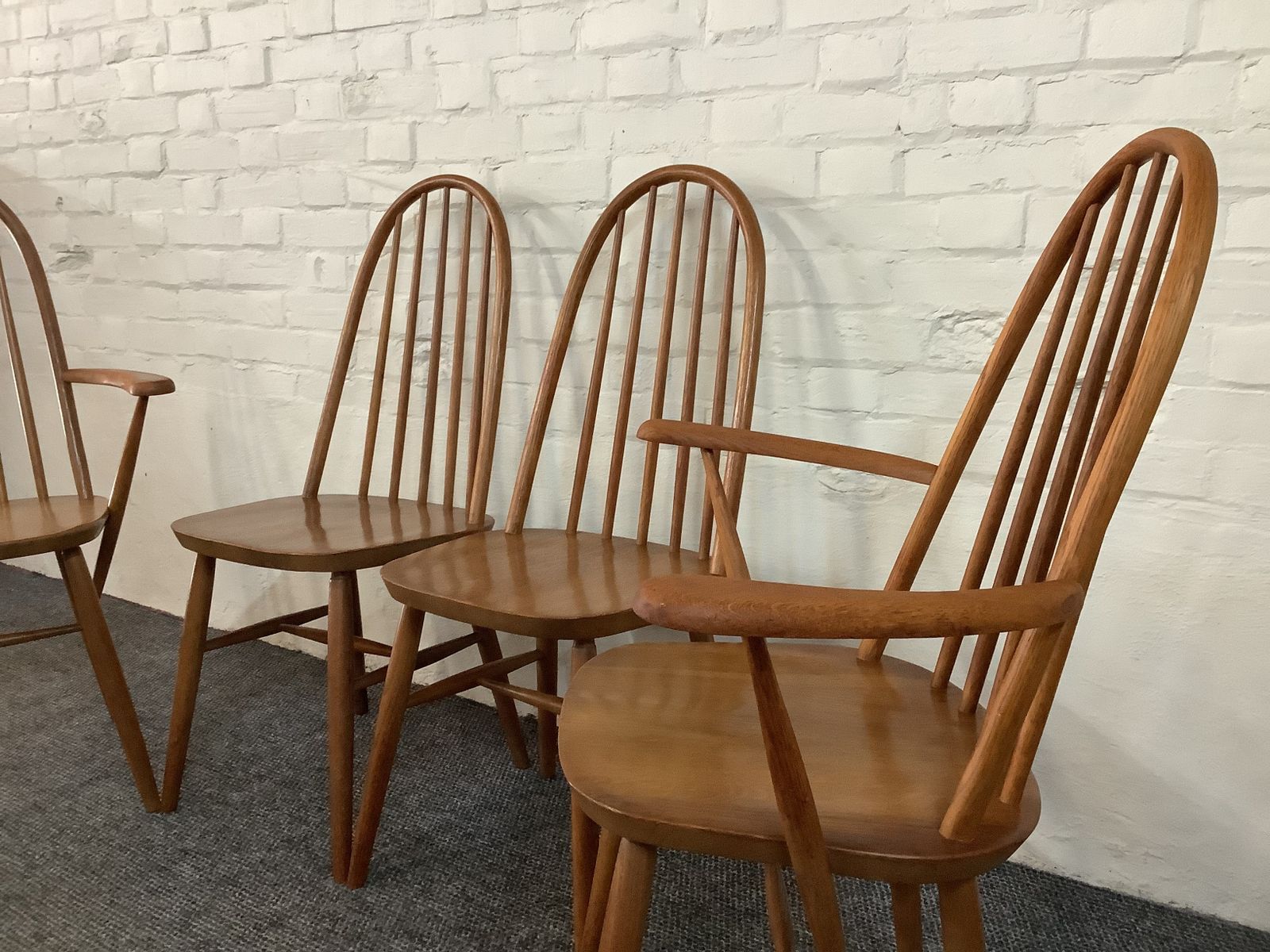 Set Of Ercol Style Quaker Back Dining Chairs. photo for sale