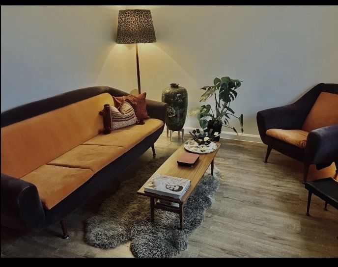 Armstrong Cork Company London Vintage Mid Century 3 Piece Sofa Settee Suite Rare photo for sale