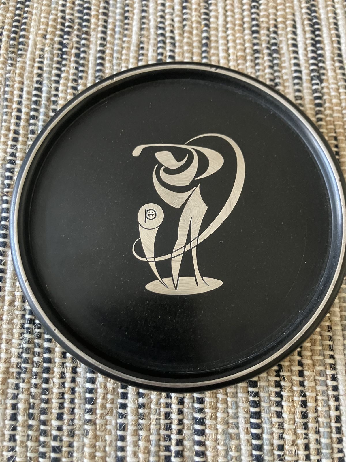 photo furniture Set Of 4 Rare 1959 Swedish Perstorp “Ami” Isolit & 850 Silver Golfer Coasters — Mid Century Modern