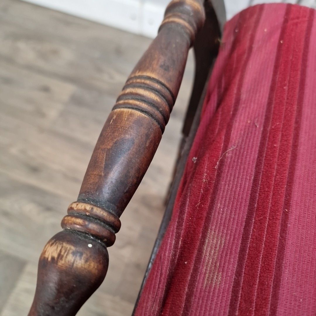 photo for sale Antique Wooden Piano Stool Upholstered Storage Music Seat Vintage Carved