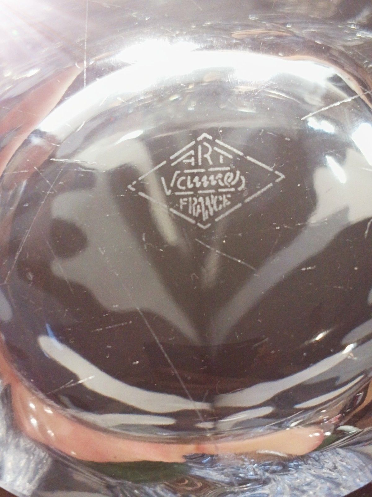 photo for sale Large Vannes France Clear Art Glass Bowl Centrepiece Freeform Vintage