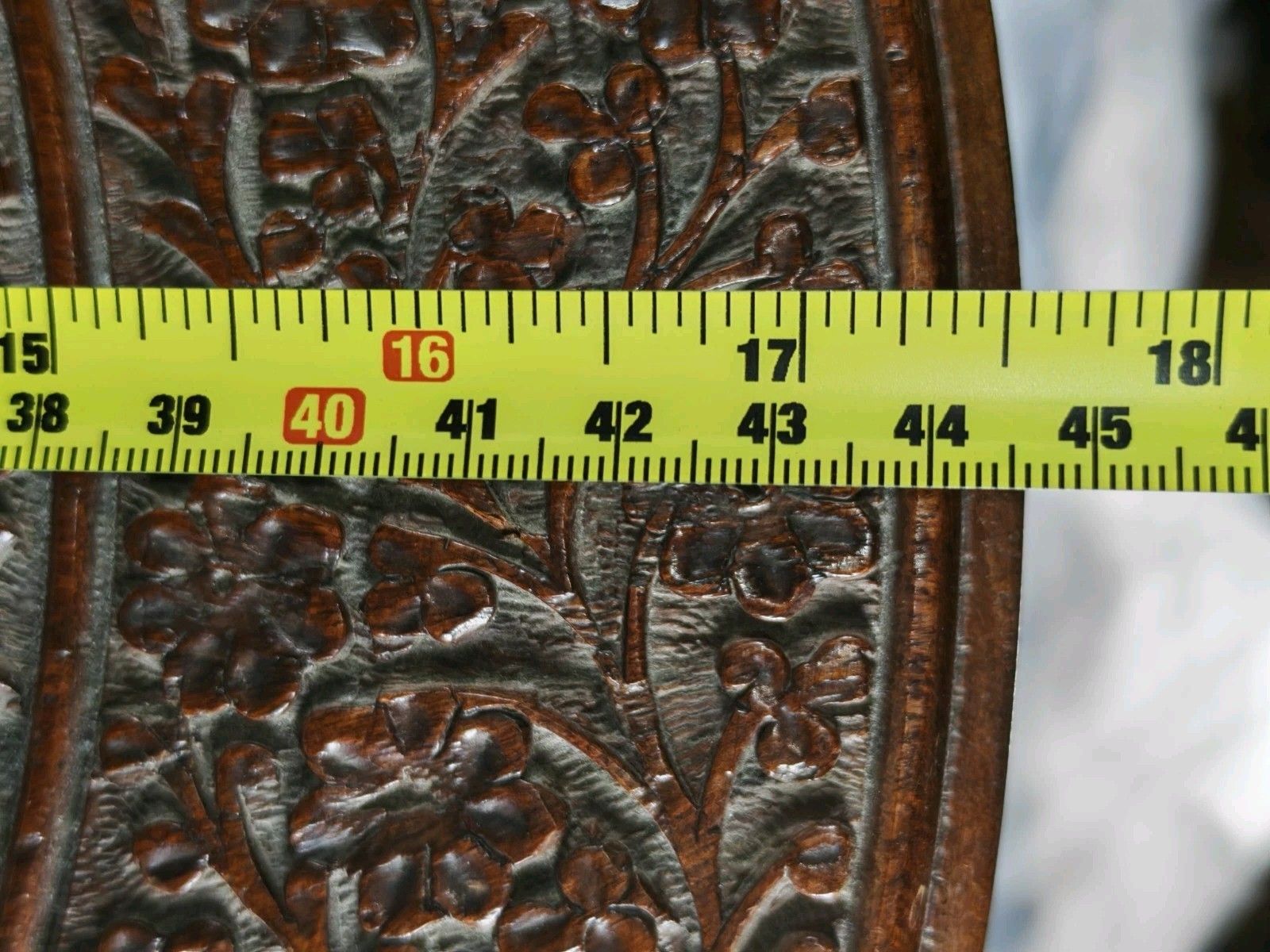 photo furniture Indian Carved Folding Side Table Contrast Inlay Hoshiarpur Wooden Round