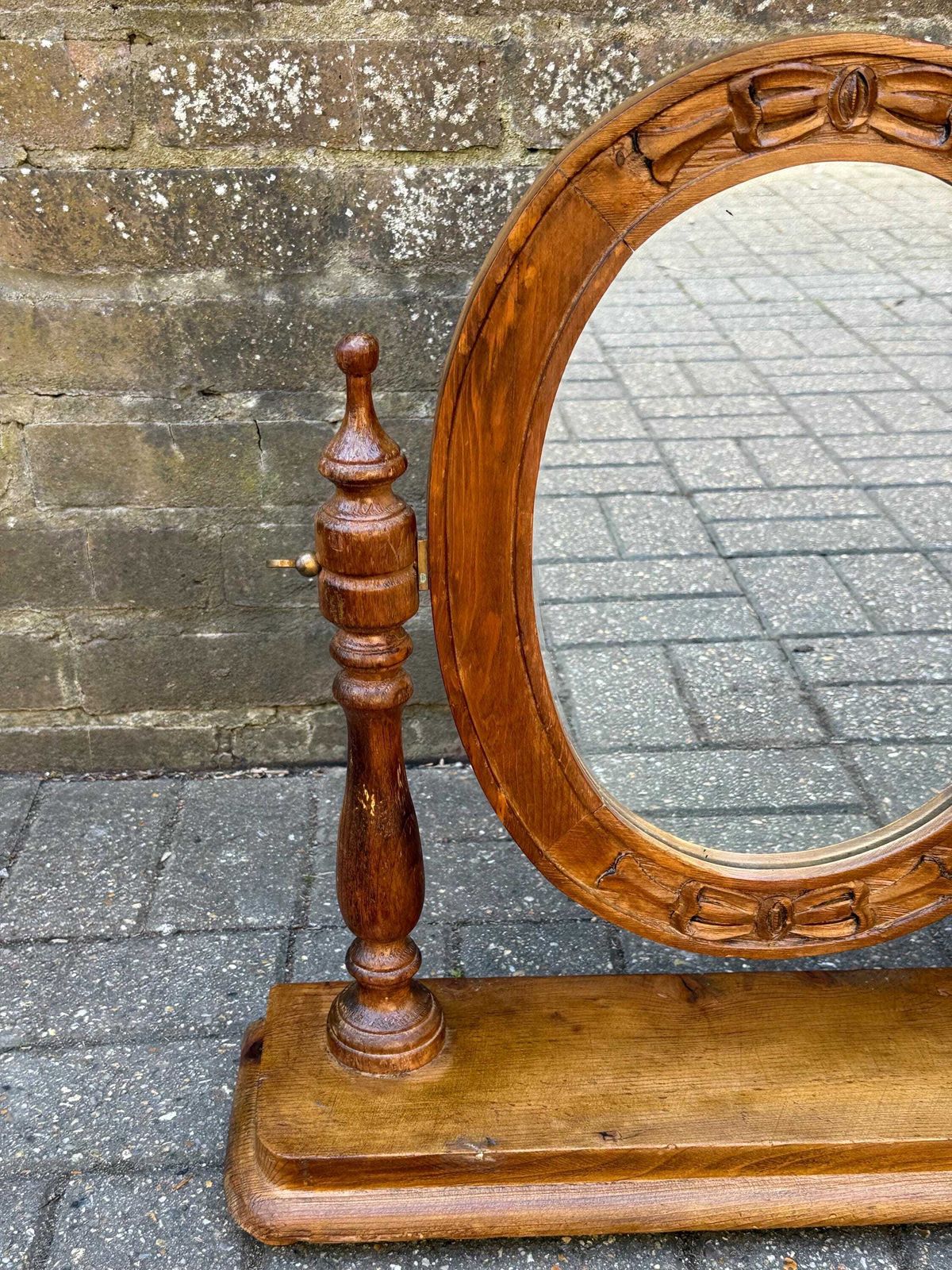 Rustic Handmade Wooden Tilting Mirror Vintage Cottage Style photo vinterior
