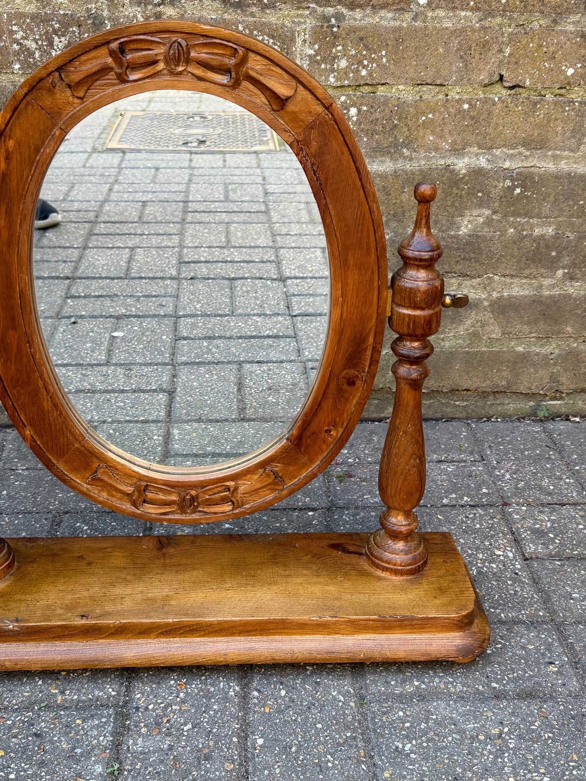 Rustic Handmade Wooden Tilting Mirror Vintage Cottage Style photo buy