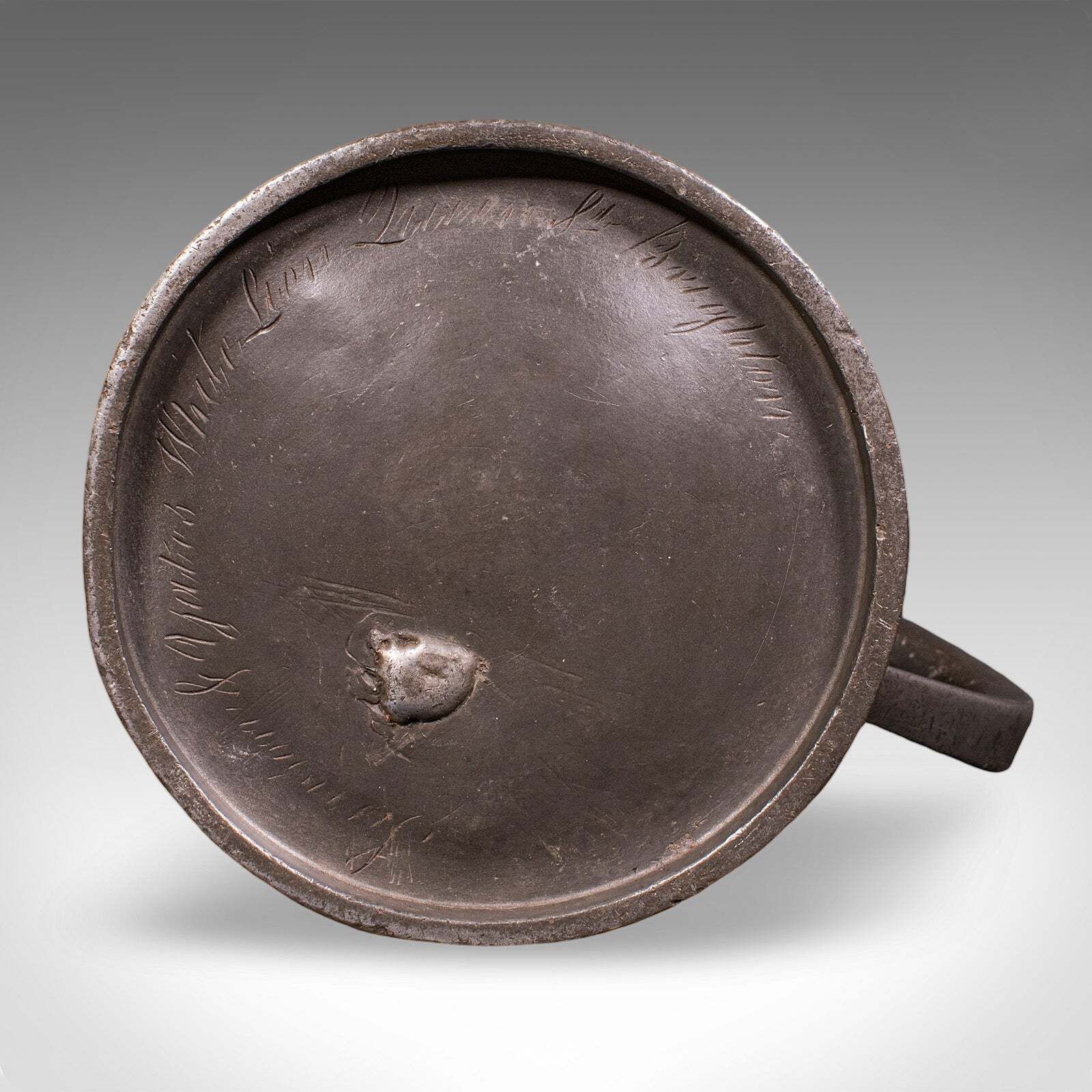 993.0 Antique Public House Tankard, English, Pewter, Quart Jug, Breweriana, Victorian photo