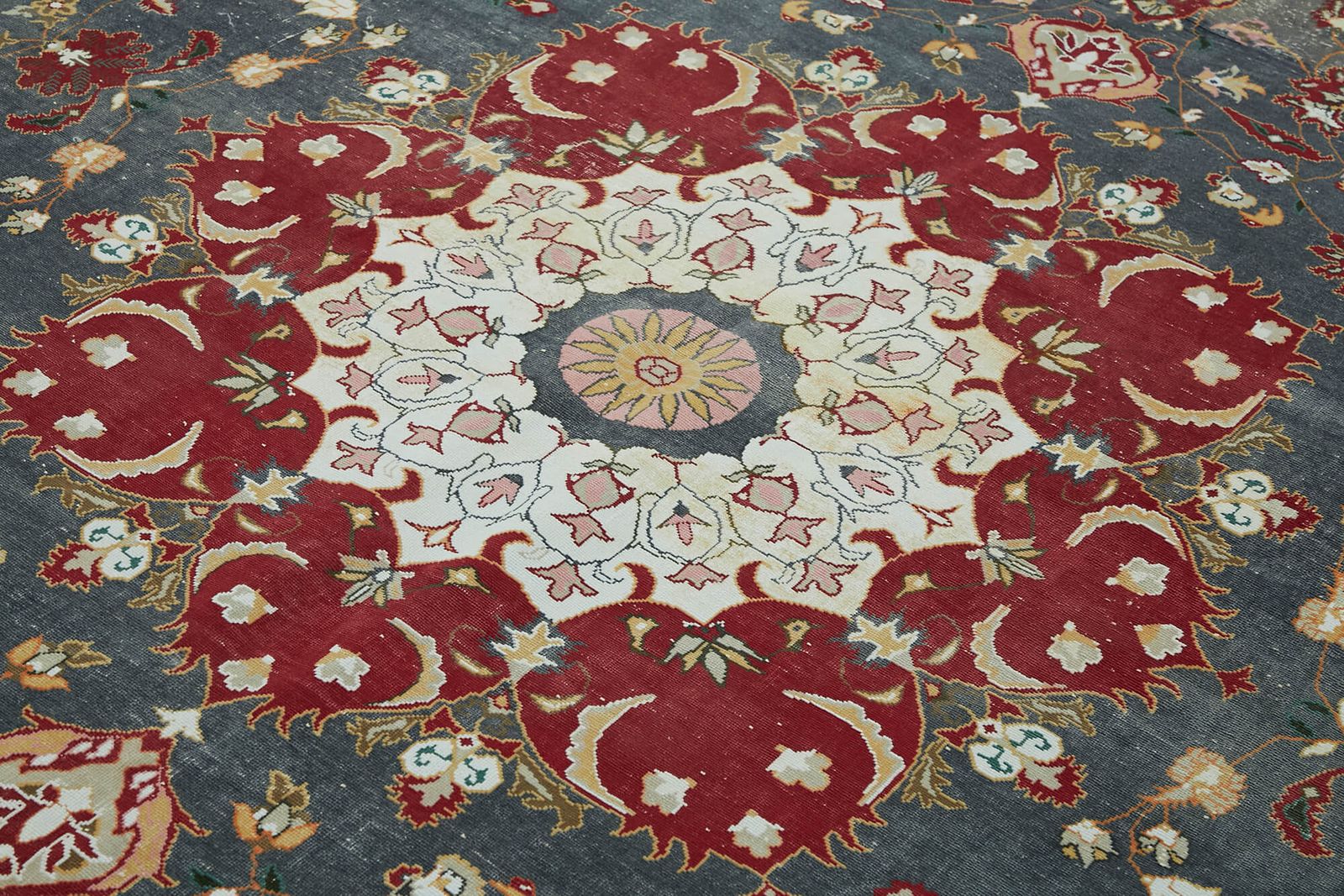 Tapis vintage grand format gris 8x12   45515 photo 2127.0