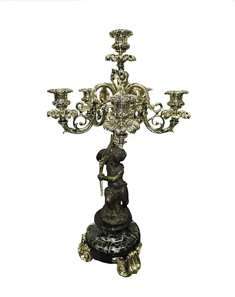 A Very Rare And Fine 19th Century French Marble And Bronze Garniture Clock Set photo 21645.0